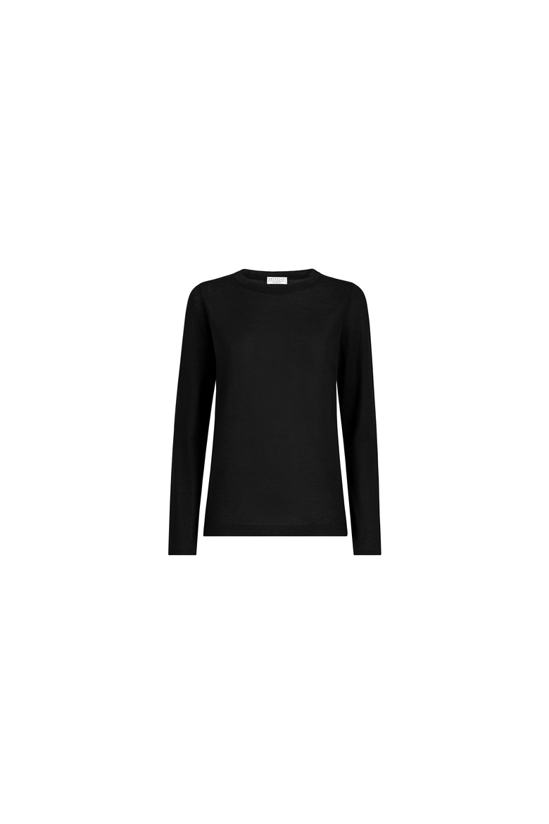 Cashmere and silk lightweight sweater, Alternate, color, Black