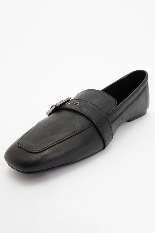 Forever & Always Shoes Noir Leather Flat Loafers In Black Leather
