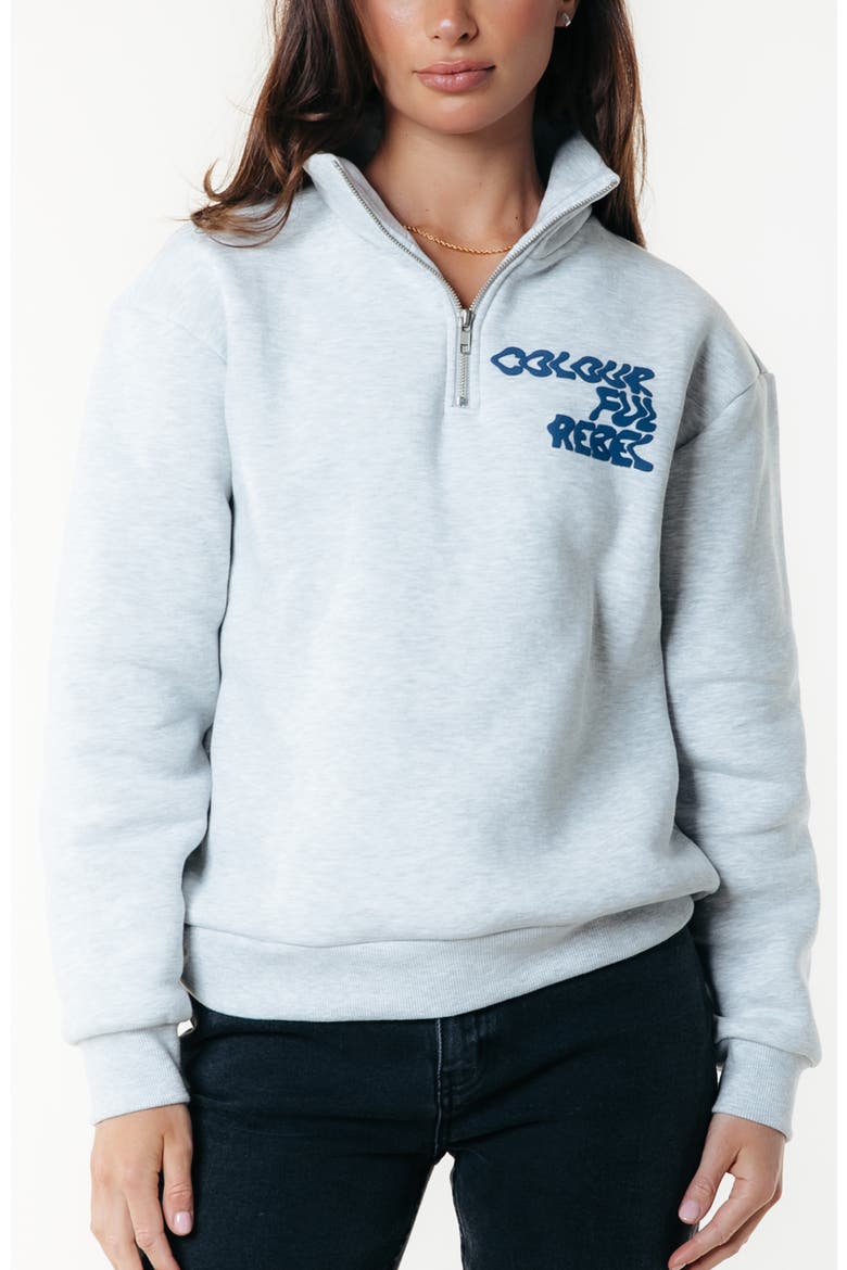 Uni Bold Logo Relaxed Zip Sweat, Main, color, Light grey melange