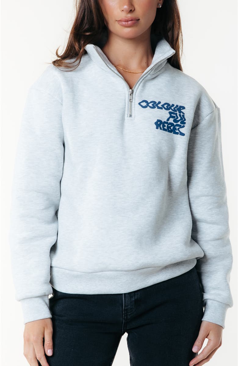 Colourful Rebel Uni Bold Logo Relaxed Zip Sweat, Main, color, Light Grey Melange