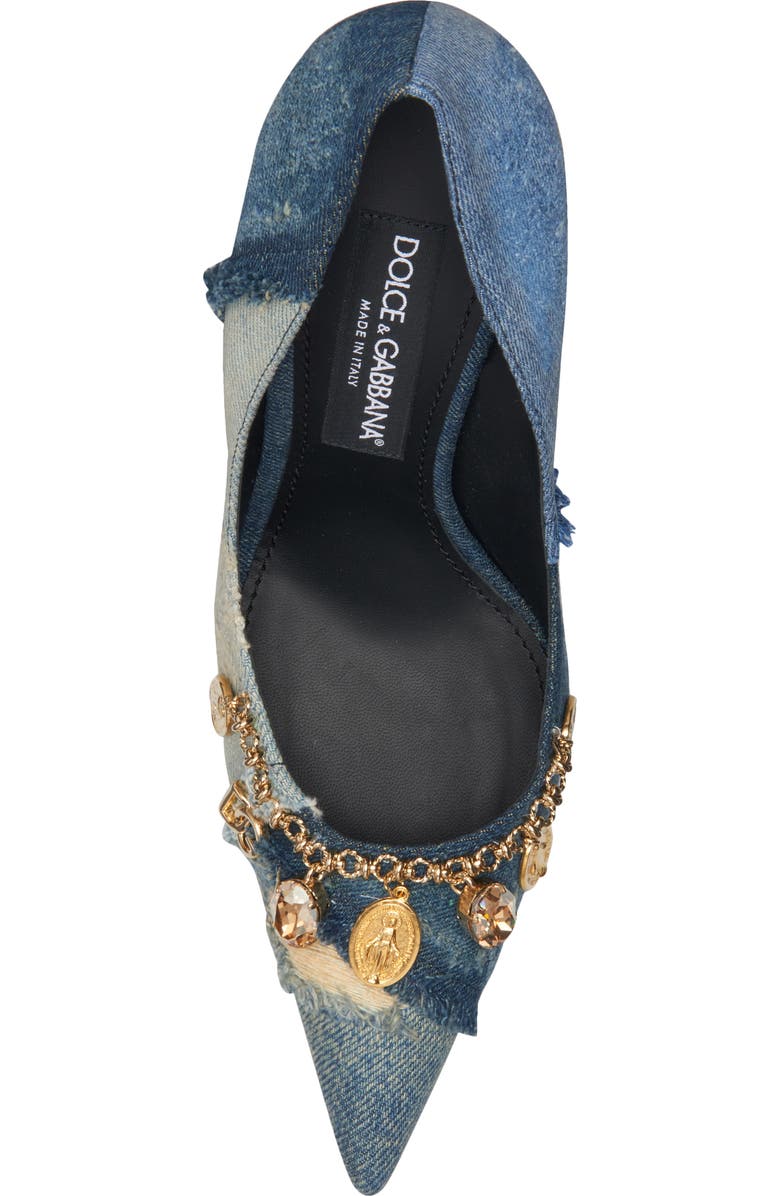 Dolce&Gabbana Charm Embellished Pointed Toe Pump, Alternate, color, Blue