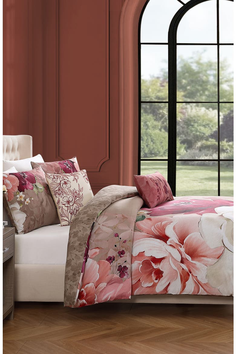 Florence Reversible 5-Piece Comforter Set, Alternate, color, BROWN