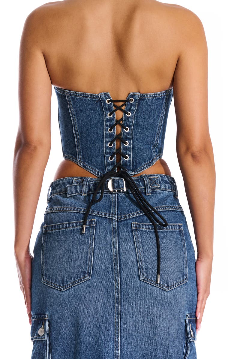 Naked Wardrobe Denim Dreams Corset, Alternate, color,