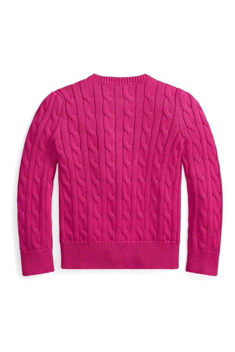 Kids' Cable Stitch Cotton Cardigan, Alternate, color, PINK