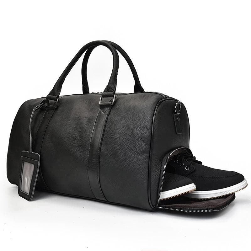 STEEL HORSE LEATHER The Endre Weekender Bag, Alternate, color, Black