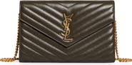 Saint Laurent Matelassé Leather Wallet on a Chain