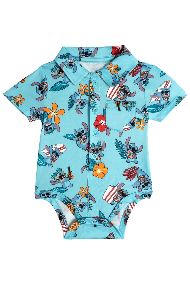 Lilo & Stitch Baby Boys' 2-Piece Bodysuit and Shorts Set, Alternate, color, Blue Khaki Stitch