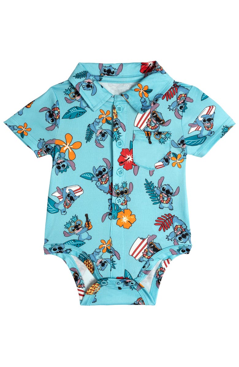 Disney Lilo & Stitch Baby Boys' 2-Piece Bodysuit and Shorts Set, Alternate, color, Blue Khaki Stitch
