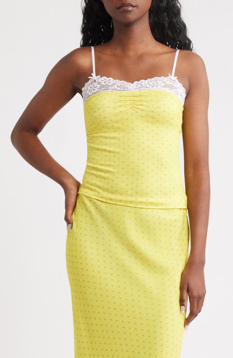The Evelyn Polka Dot Lace Trim Camisole