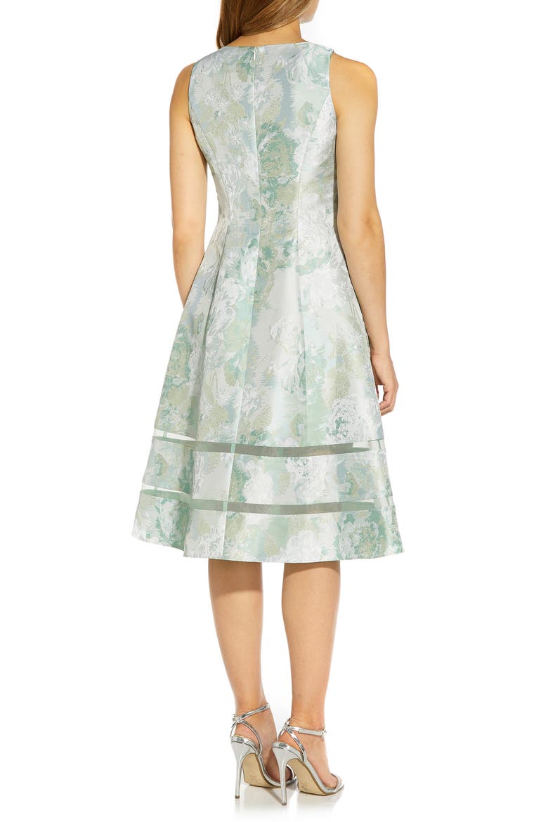 Floral Jacquard Fit & Flare Dress, Alternate, color, MINT MULTI