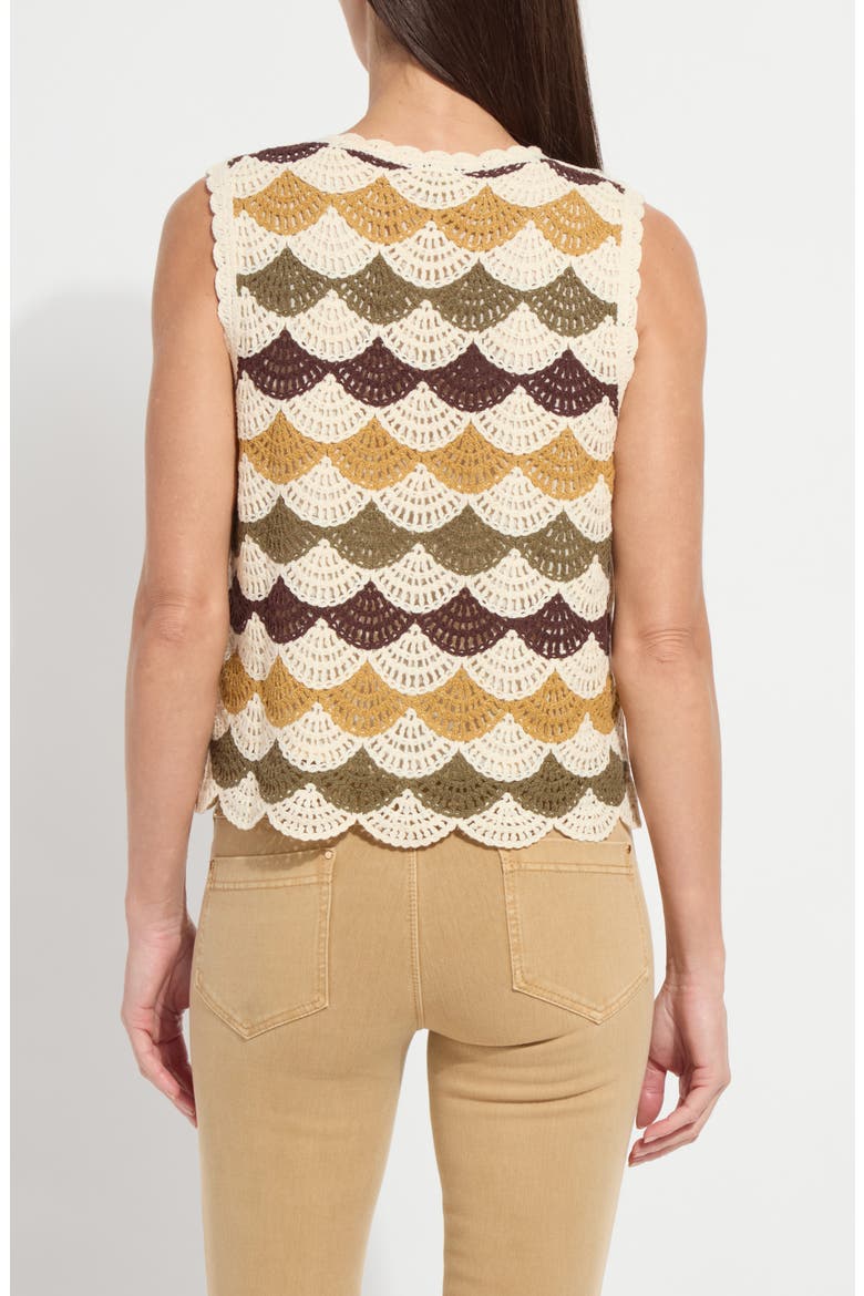 Faye Scallop Edge Cotton Blend Shell Top, Alternate, color, MULTI EARTH TONE