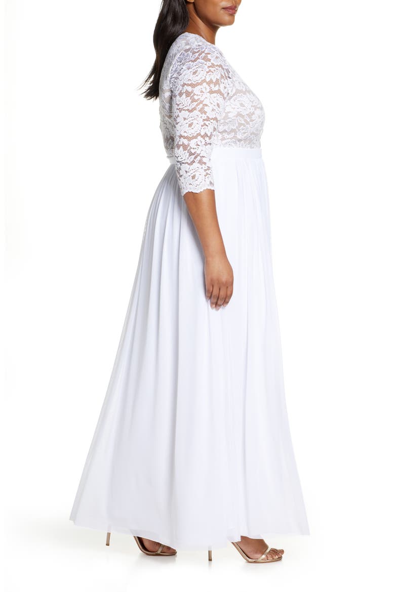 Everlasting Lace Pleated Dress, Alternate, color, WHITE