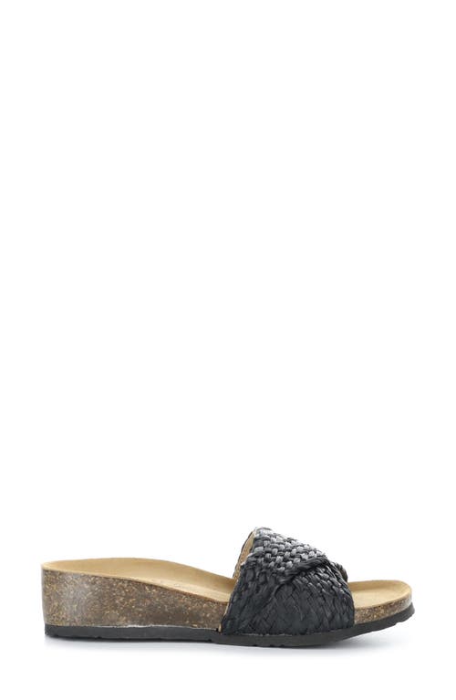 Bos. & Co. Luni Crisscross Slide Sandal In Black Rafia