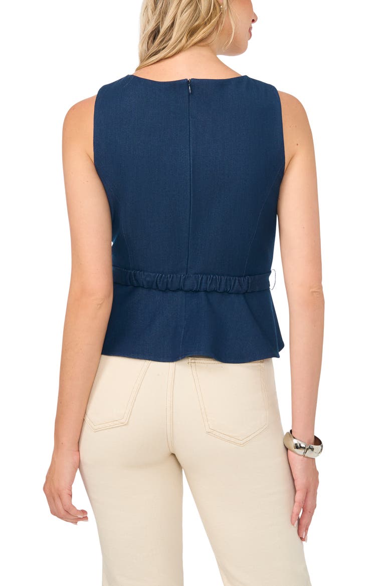 Seamed Belted Peplum Shell, Alternate, color, INDIGO