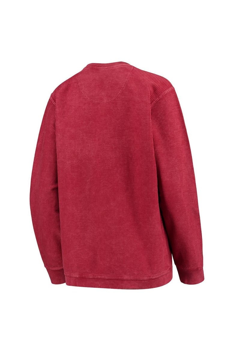 Women's Pressbox Cardinal Arkansas Razorbacks Comfy Cord Vintage Wash Basic Arch Pullover Sweatshirt, Alternate, color, CARDINAL