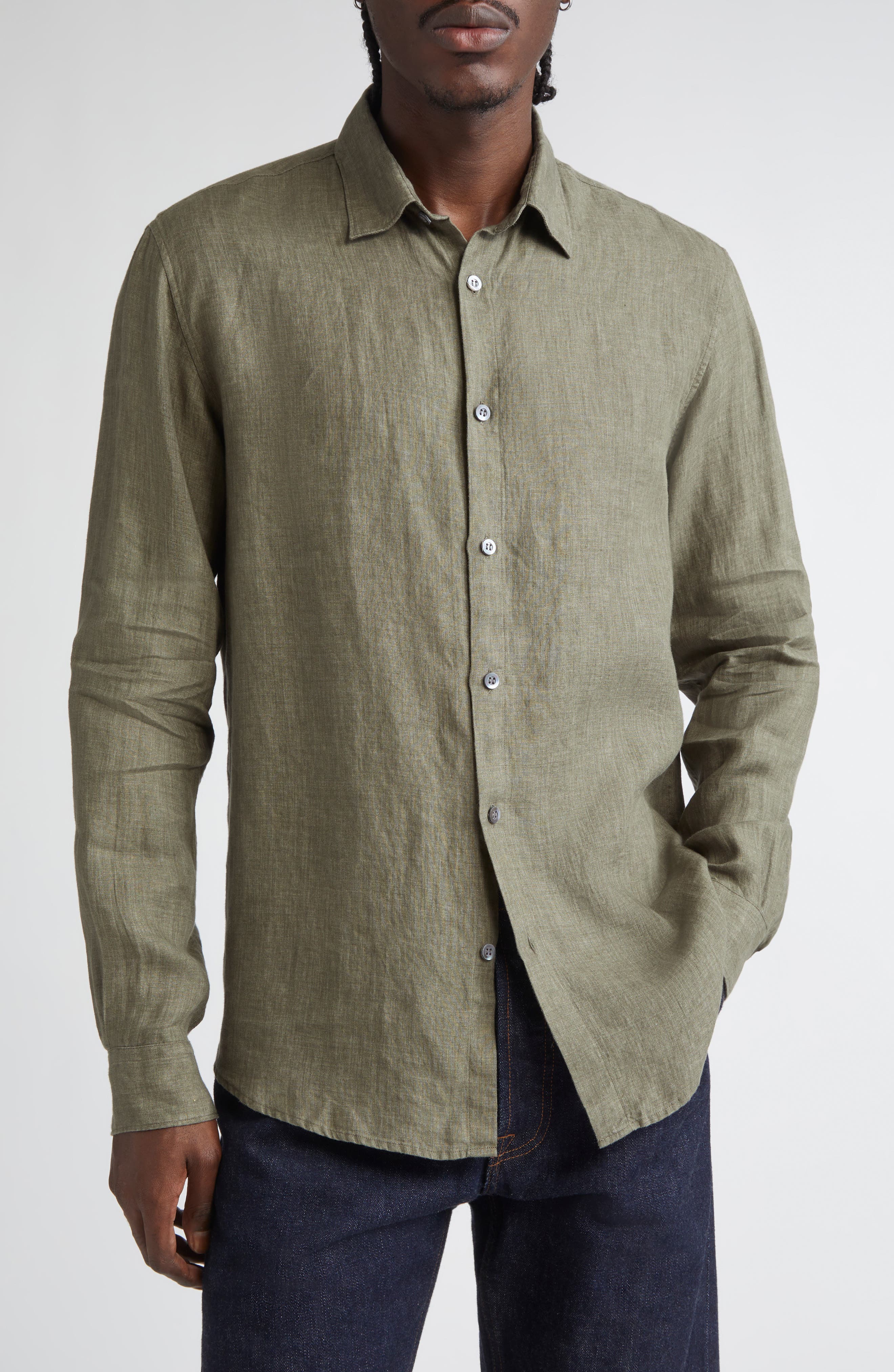 Long Sleeve Linen Button-Up Shirt - image 3