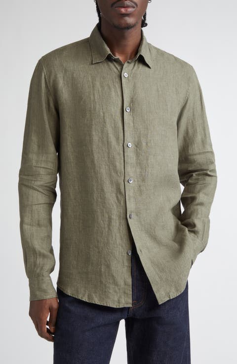 Long Sleeve Linen Button-Up Shirt