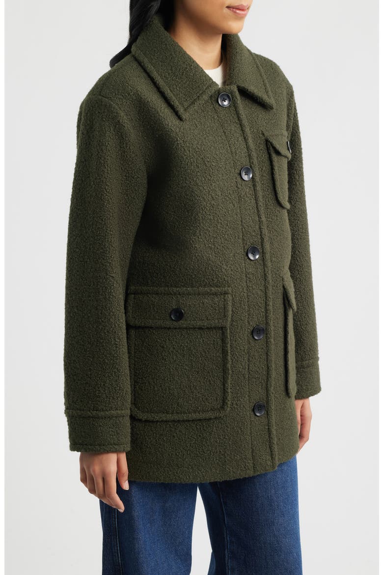 Bouclé Shirt Jacket, Alternate, color, MILITARY GREEN