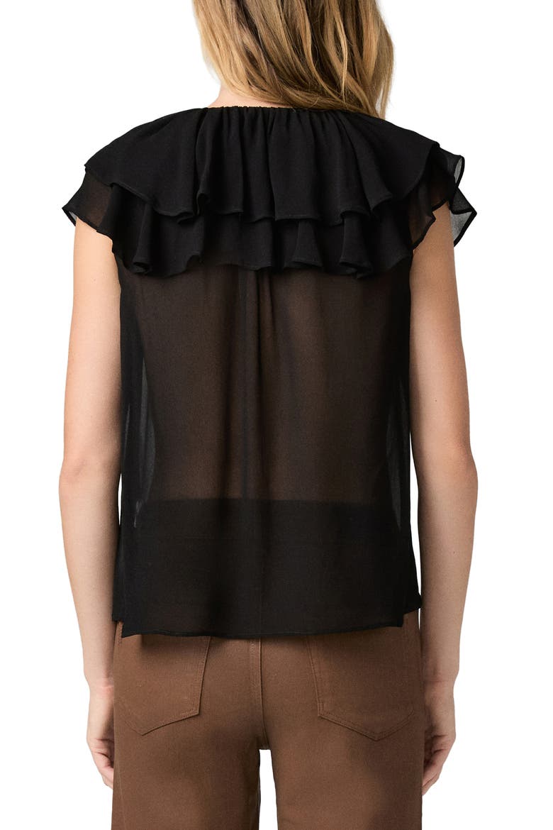 Lucia Double Ruffle Collar Top, Alternate, color, BLACK