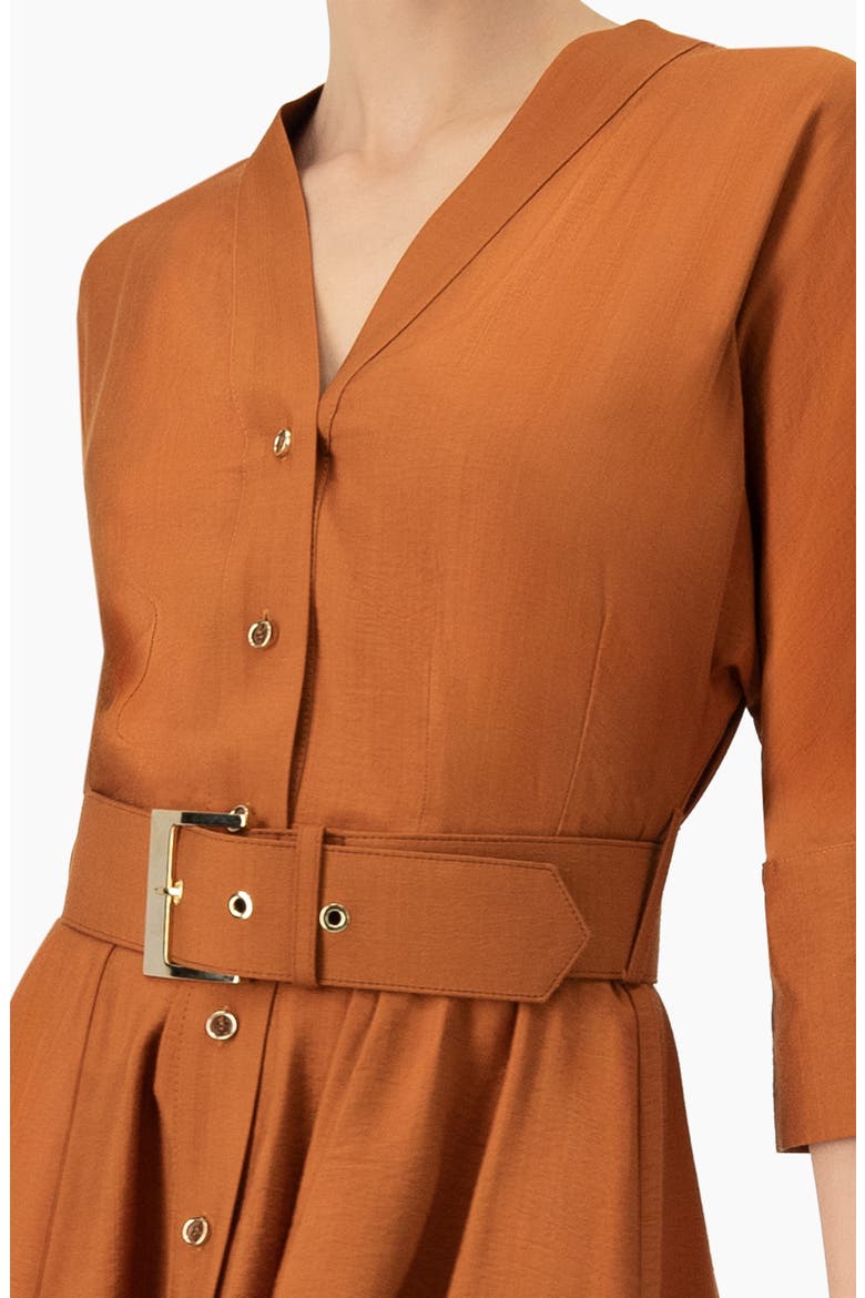 Dolman Sleeve Solid Dress with Belt, Alternate, color, Brown