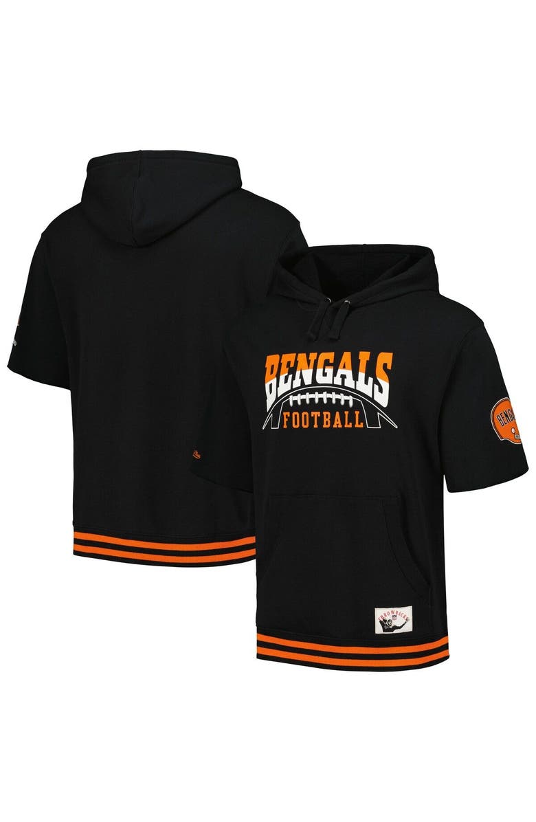 Mitchell & Ness Men's Mitchell & Ness Black Cincinnati Bengals Pre-Game Short Sleeve Pullover Hoodie, Main, color, Black