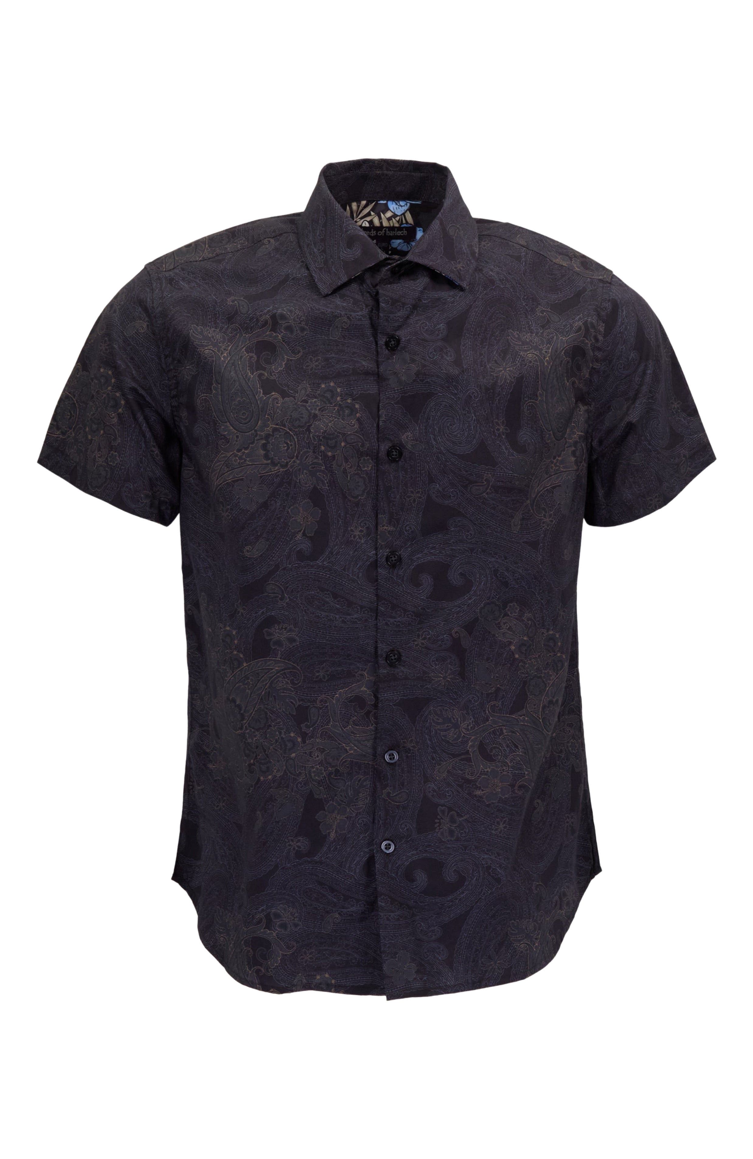Lords of Harlech Paisley Explosion Mens Printed Button Up Shirt (Men ...