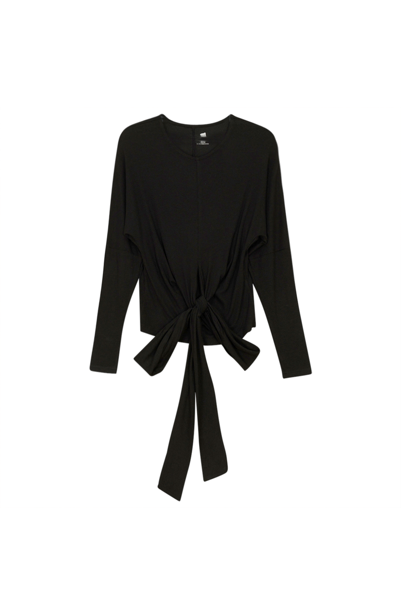 Riff Ribbed Wrap Long Sleeve Stretch Top, Main, color, Black