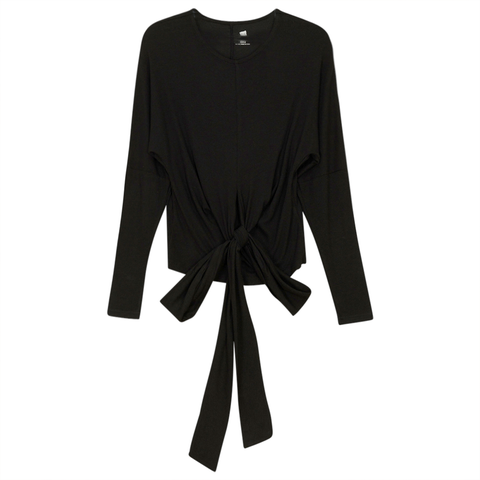 Ribbed Wrap Long Sleeve Stretch Top