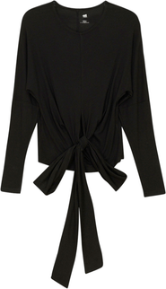 Riff Ribbed Wrap Long Sleeve Stretch Top