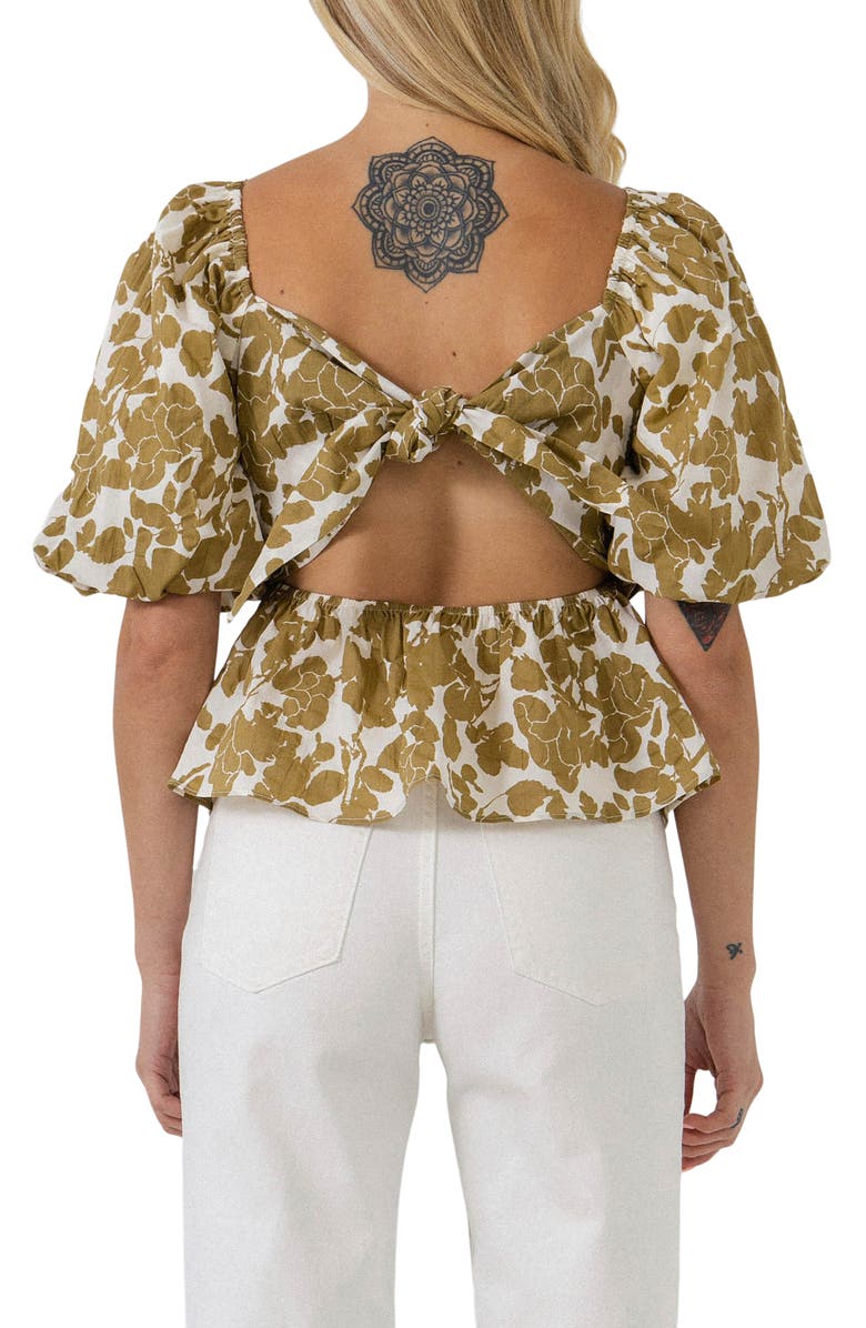 Free the Roses Floral Peplum Top, Alternate, color, Tan