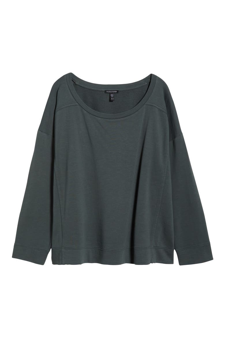 Ballet Neck Boxy Organic Cotton Terry Top, Alternate, color, EVERGLADE