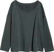 Eileen Fisher Ballet Neck Boxy Organic Cotton Terry Top