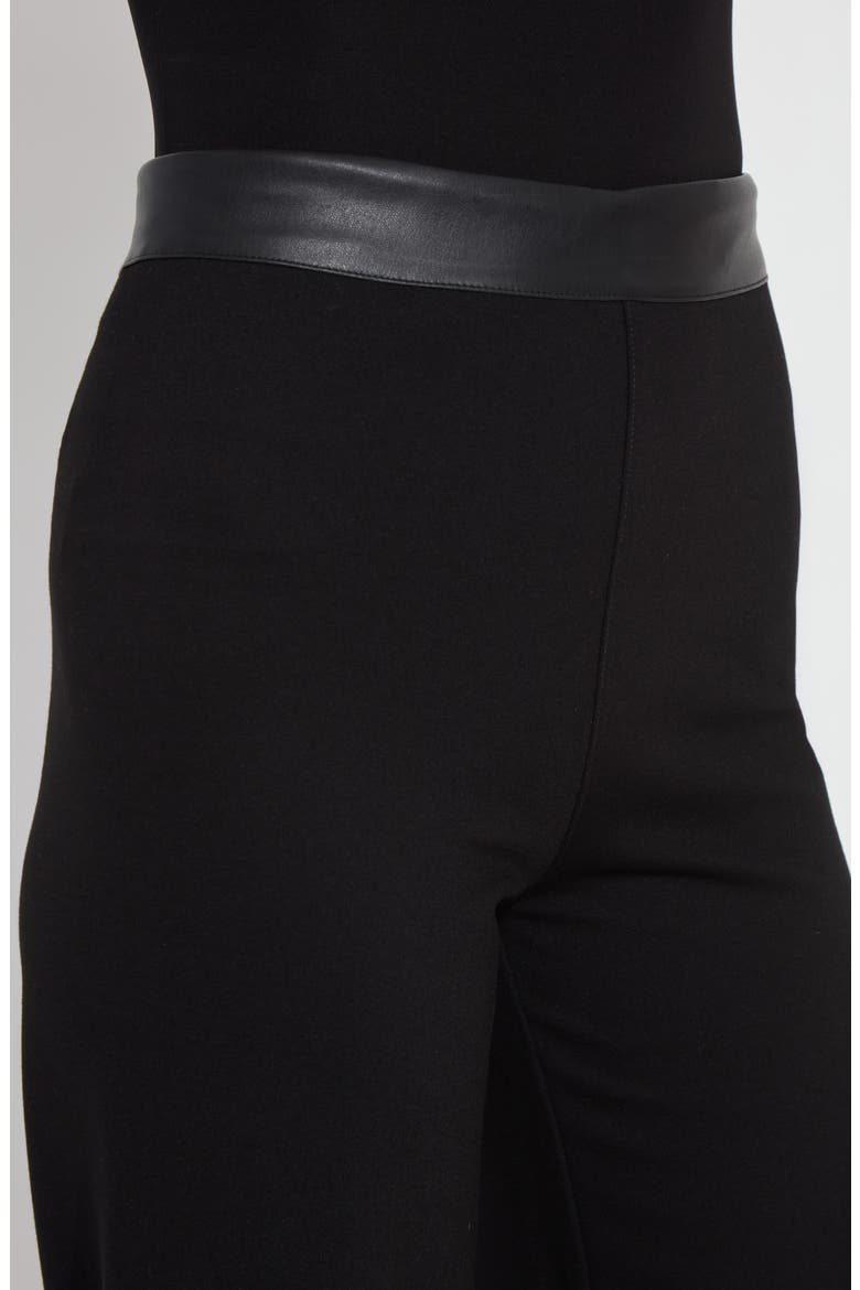 Denver Faux Leather Waist Ponte Wide Leg Pants, Alternate, color, BLACK
