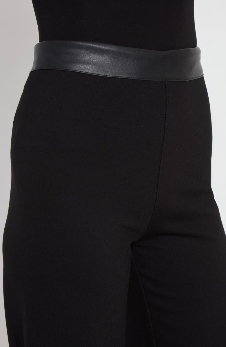 Lysse Denver Faux Leather Waist Ponte Wide Leg Pants, Alternate, color, Black
