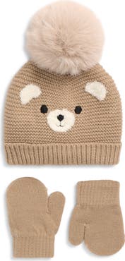 Capelli New York Kids' Teddy Bear Beanie & Mittens Set