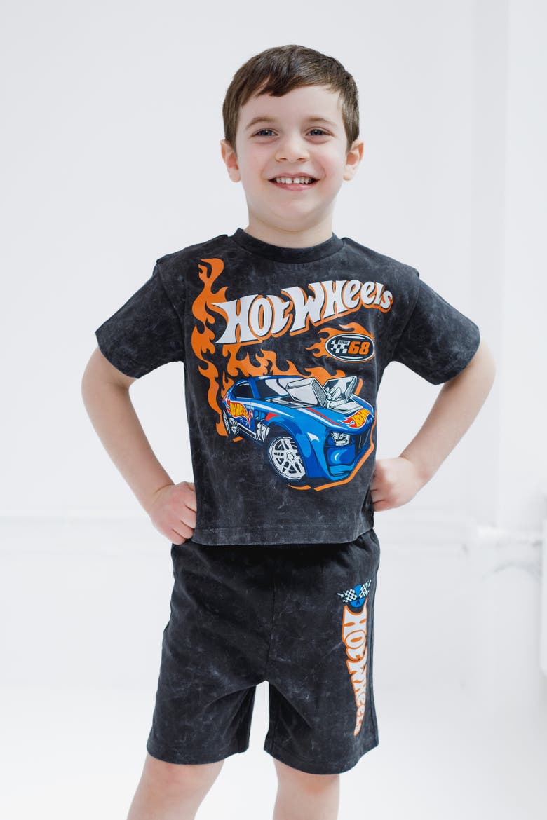 T-Shirt & Woven Shorts Set, Alternate, color, Charcoal Gray
