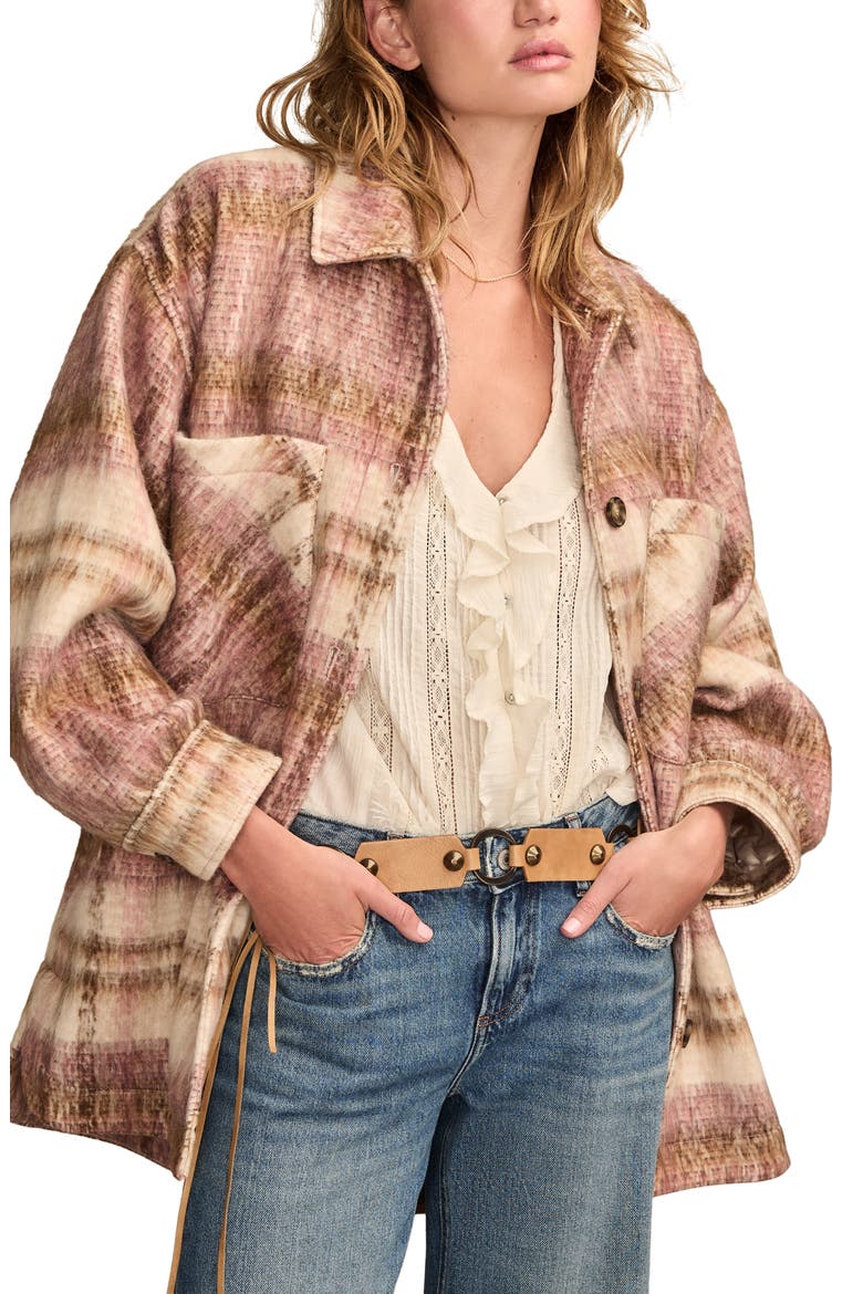 Oversize Plaid Shirt Jacket, Alternate, color, PINK PLAID