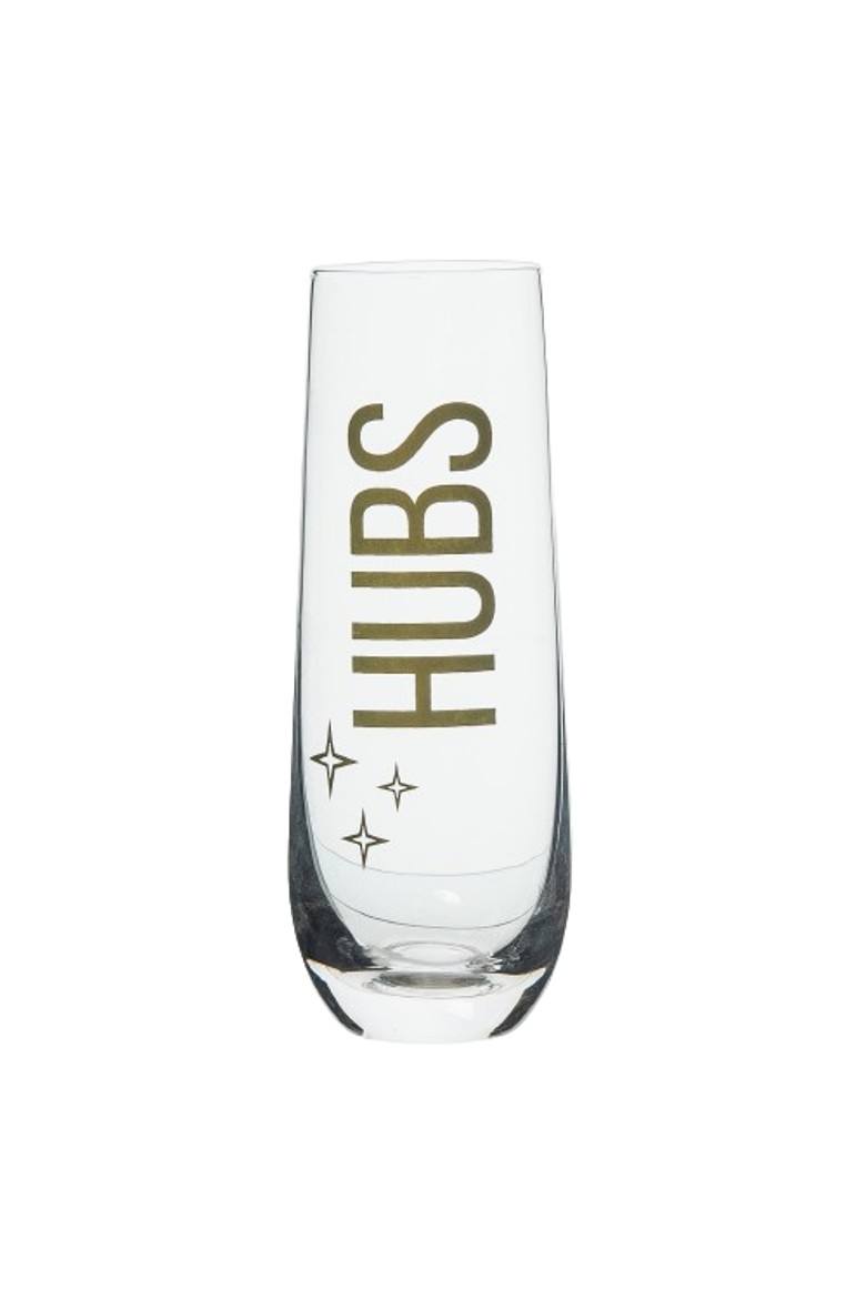 Wifey/Hubs Champagne Glass Set of 2 Glass Clear 18 oz, Alternate, color, Clear