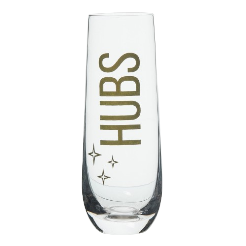 Totalee Gift Wifey/hubs Champagne Glass Set Of 2 Glass Clear 18 oz In White