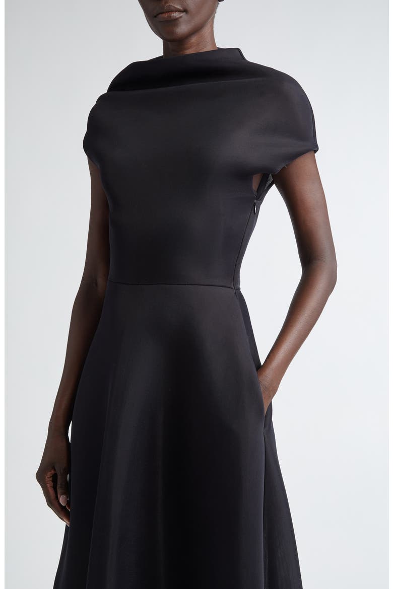 Genevieve Draped Georgette Dress, Alternate, color, BLACK