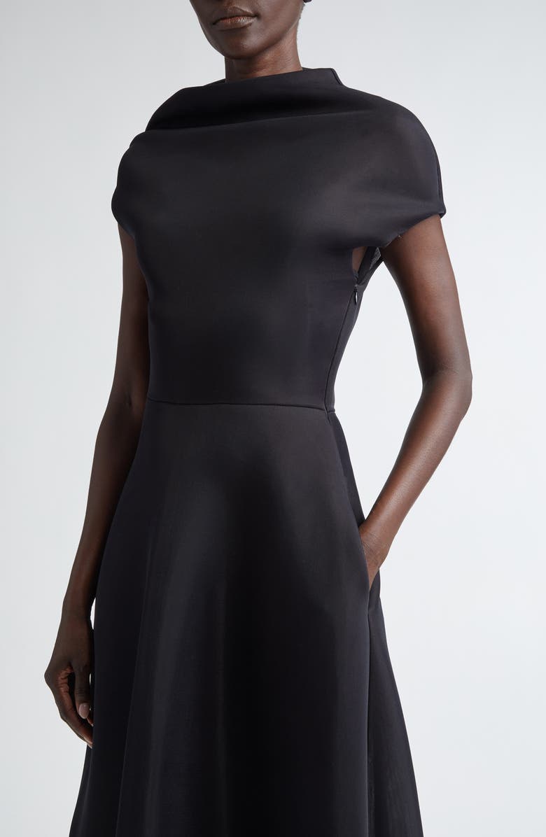 Brandon Maxwell Genevieve Draped Georgette Dress, Alternate, color,