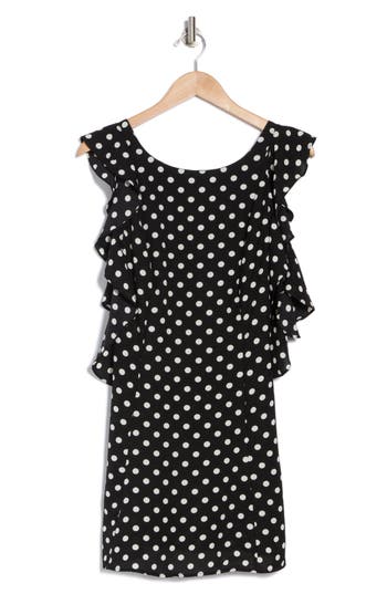 Lush Sleeveless Backless Minidress In Black White Dot
