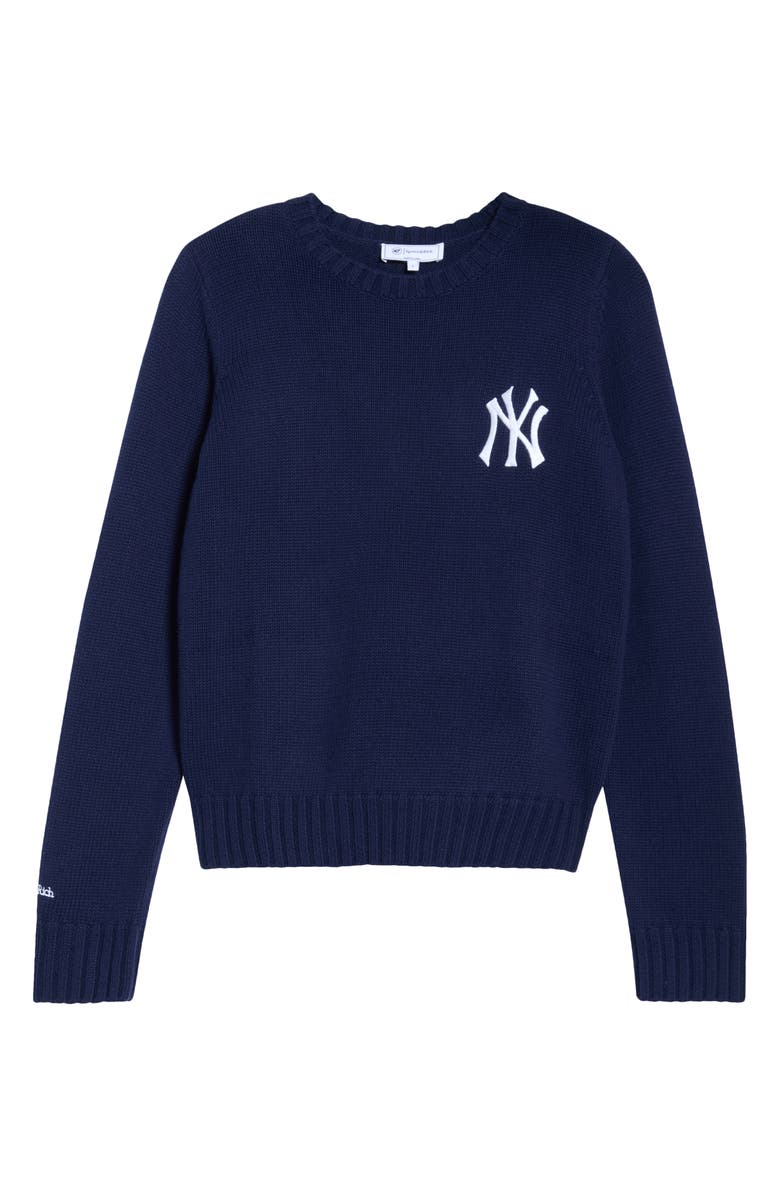 Sporty & Rich Heritage Yankees Serif Crewneck Sweater, Main, color, Dark Navy