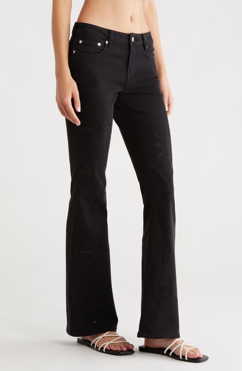 PacSun Vanya Glitter Star Detail Bootcut Jeans, Alternate, color, Black