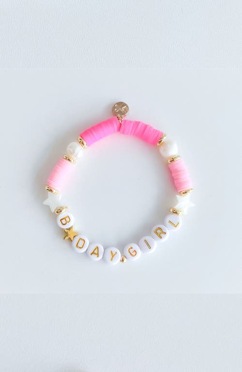 Bits & Bows Birthday Girl Beaded Bracelet In Pink