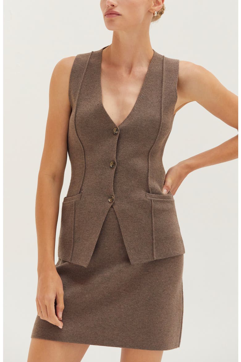 Jacquard Knit Vest, Alternate, color, Espresso
