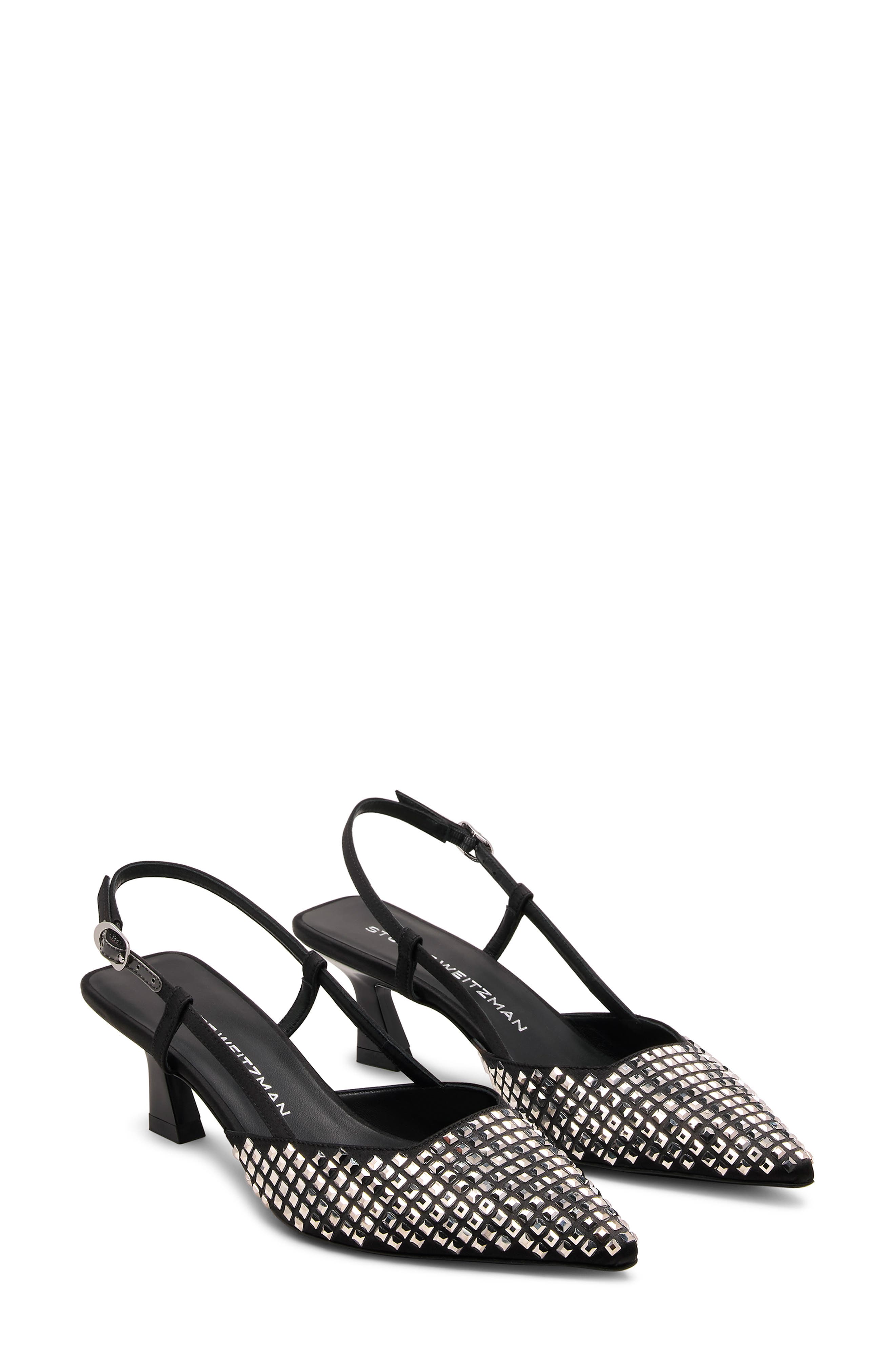 Stuart Weitzman Vinne Radiant Slingback 50 Pump, Alternate, color, Black