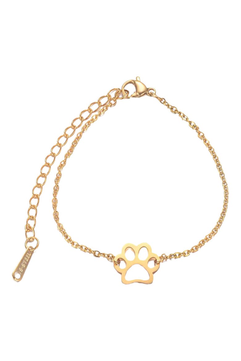 EternalPrint Link Chain Paw Print Charm Bracelet, Main, color, Gold