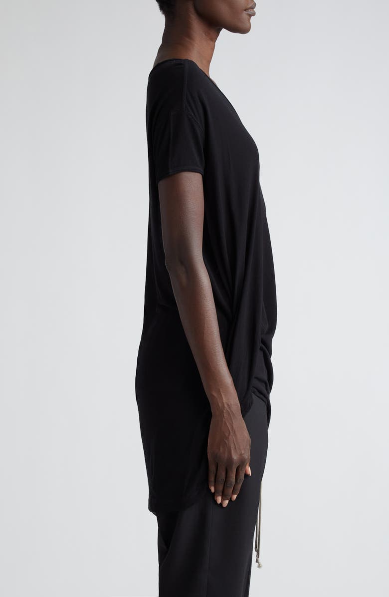 Rick Owens Hiked Asymmetric Drape Detail Jersey T-Shirt, Alternate, color,
