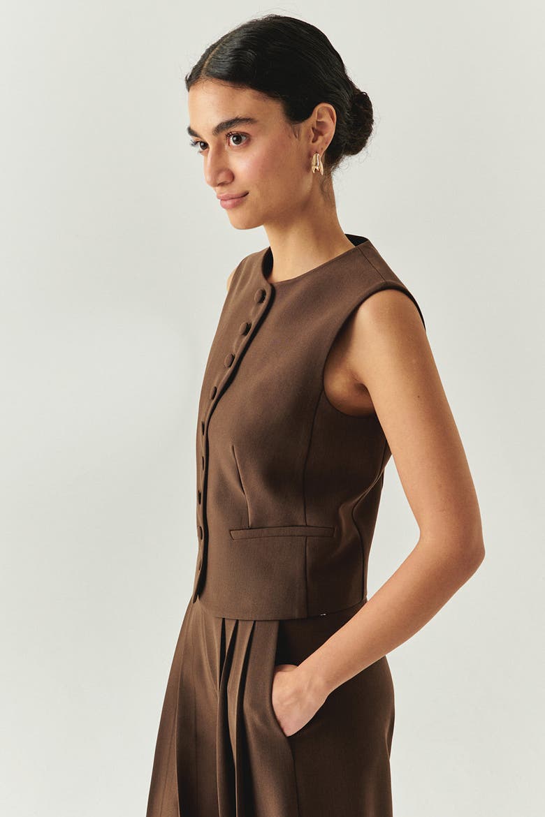 Elowyn Sleeveless Vest, Alternate, color, BROWN